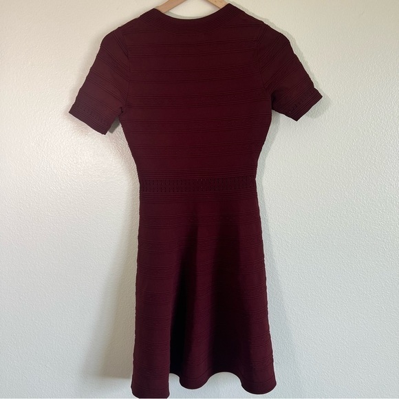 Sandro Red Short Sleeve Fit & Flare Dress 4 - Picture 7 of 7